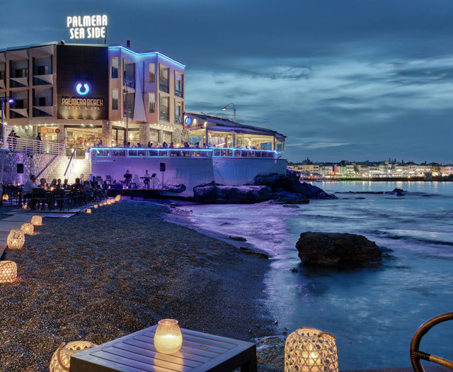 Palmera Beach Hotel Palmera Seaside A La Cart Restaurant Night View